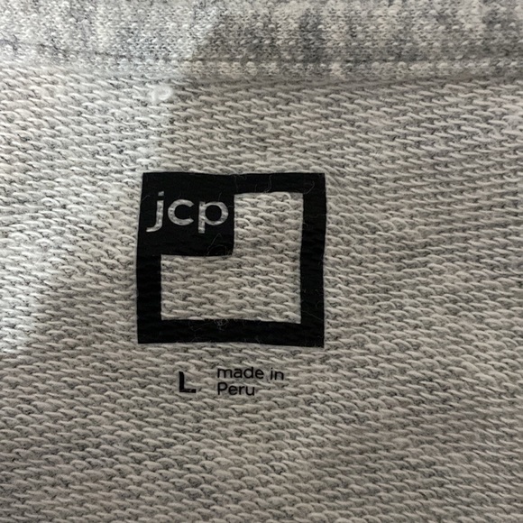 JCP oversized gray with white polka dots sweatshirt w/rhinestones - Size Large - Picture 5 of 12